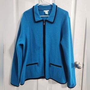 Laura Ashley blue wool full zip regal coat pockets regencycore old money XL